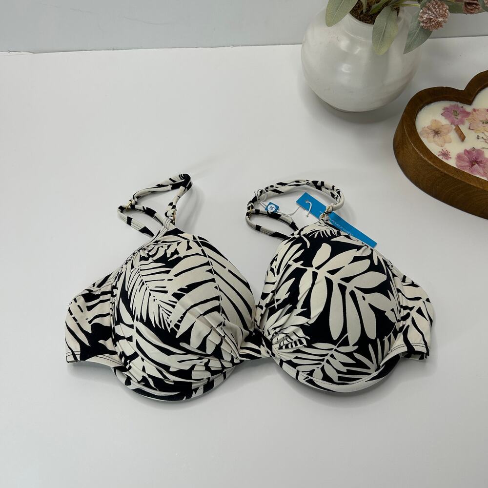 Bleu Rod Beattie Padded Leaf Print Push Up Bikini Top Women's 12